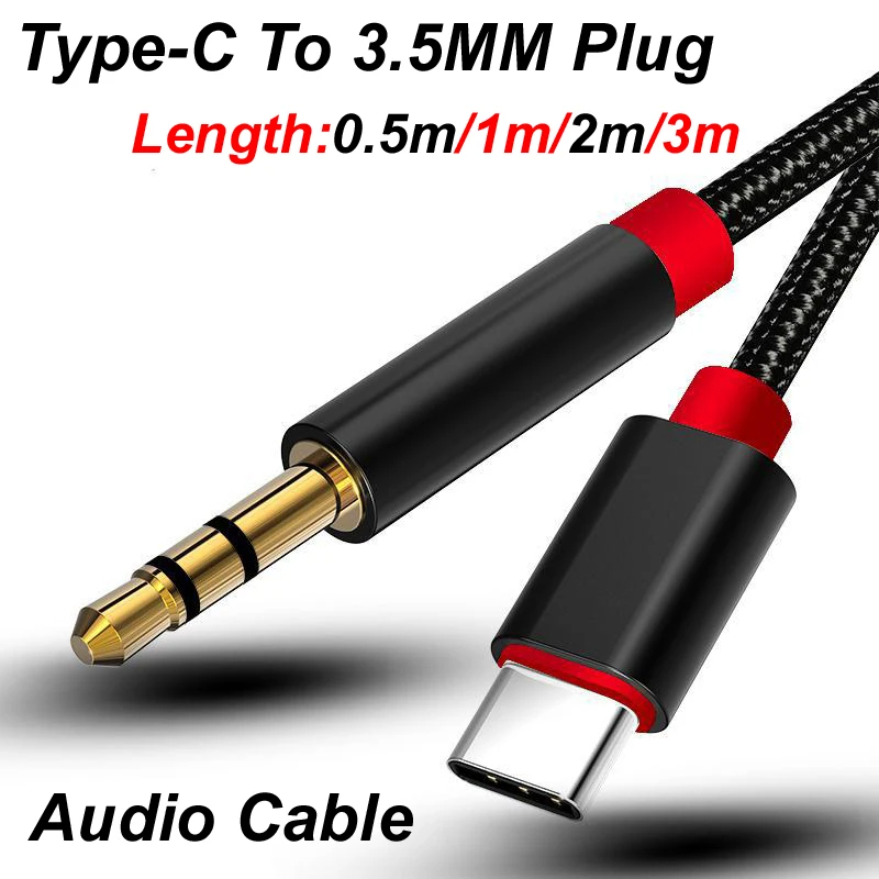 Audiophile Headphone Wired - 0.5m/1m/2m/3m tipo-c USB-C para 3.5mm macho