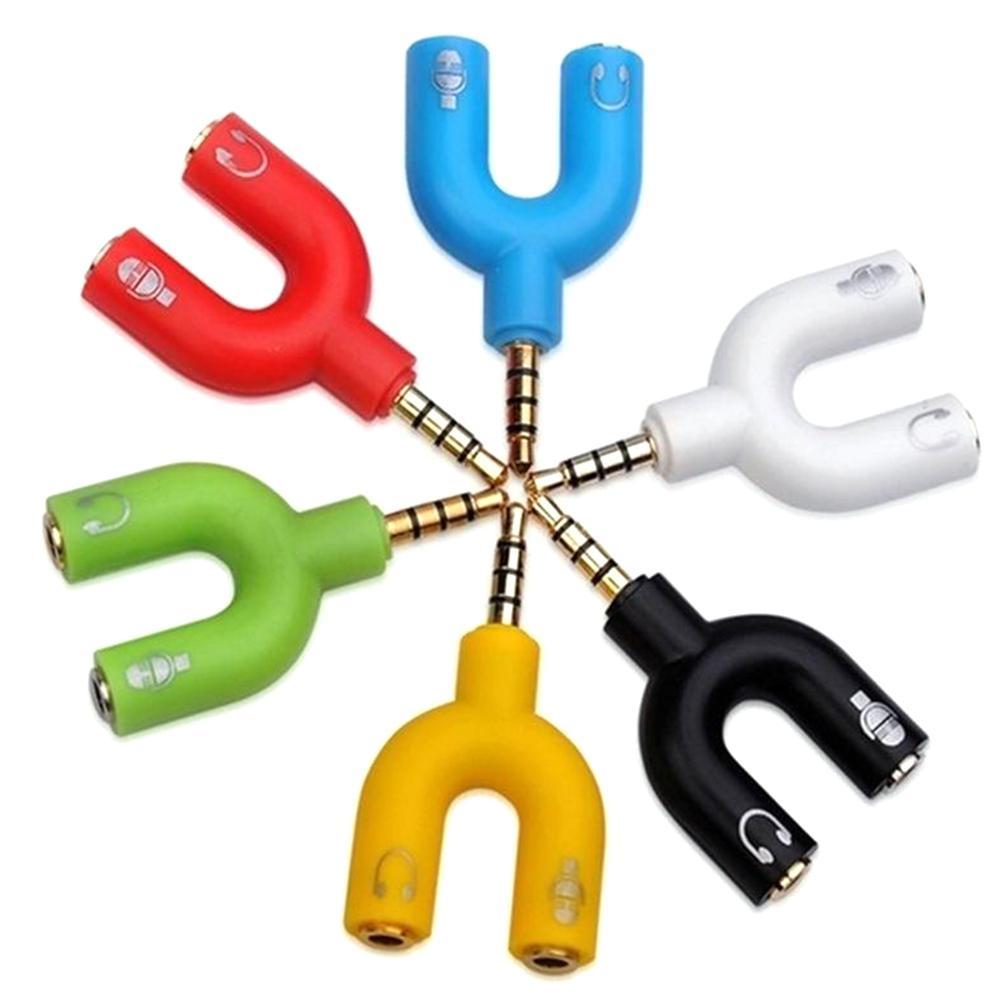 1pc duplo 3.5mm tipo u adaptad - Earphone Splitter Jack avaliação e preço
